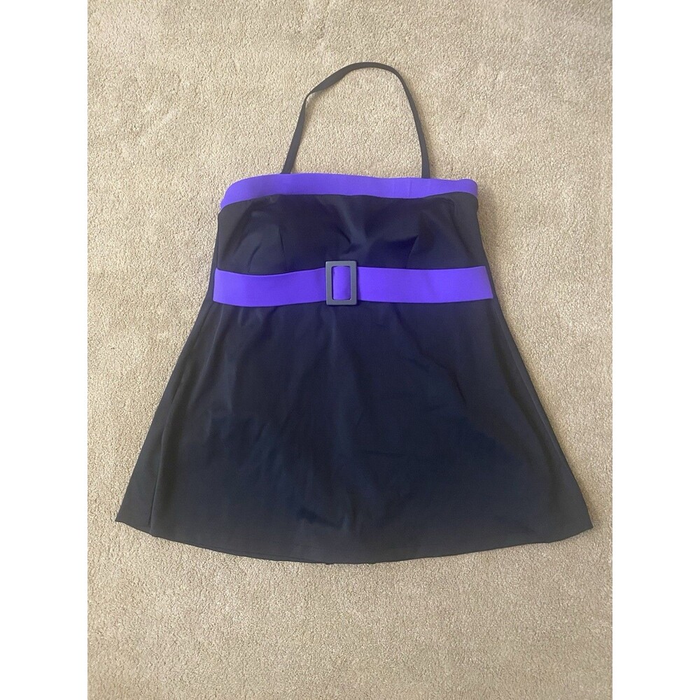 I.F. Vintage Retro Style Swimdress Black Purple Size 18W